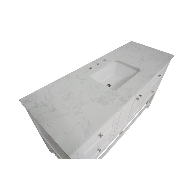 KitchenBathCollection Lakeshore 60" Single Bathroom Vanity with Engineered Carrara Top