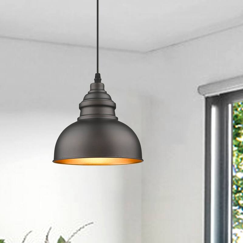 1-Light Dimmable Mini Pendant with 8' Cord Dome Hanging Ceiling Lights - 7.5*95.5