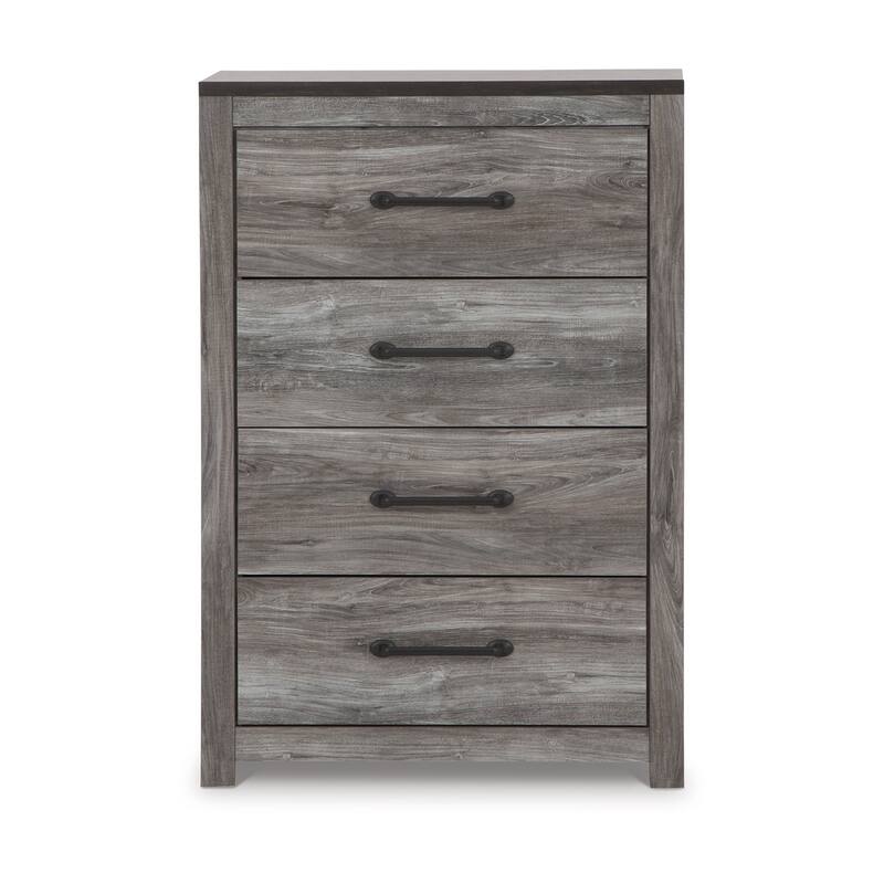 Bono Tall Dresser Chest, 4 Storage Drawers, Wood Grain Gray Finish