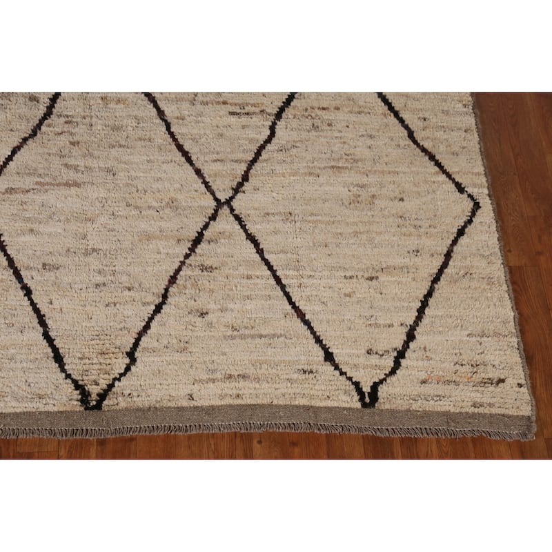 Trellis Geometric Moroccan Oriental Area Rug Handmade Wool Carpet - 6'6" x 9'8"