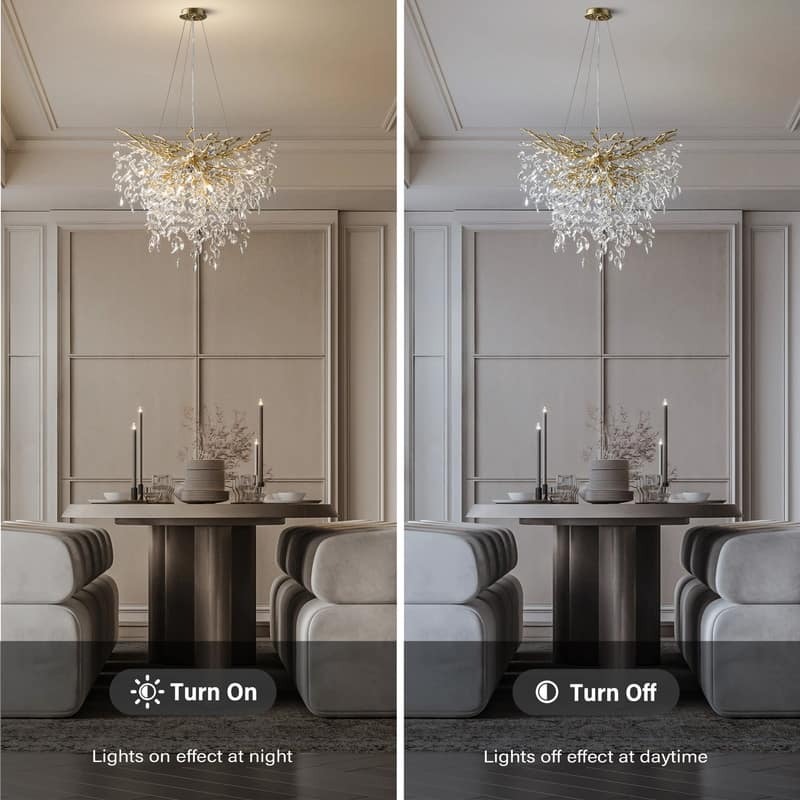 Modern Round Branch Crystal Chandelier, 600-1200mm Diameter, Marquise Cut Crystal Pendant Light