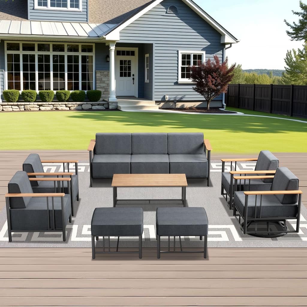 Pocassy 8PCS Sofa Chair Table with Ottoman