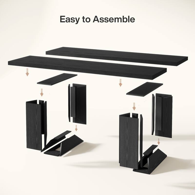Dining Table for 6 People, 63'' Rectangular Kitchen Table with Strong ...
