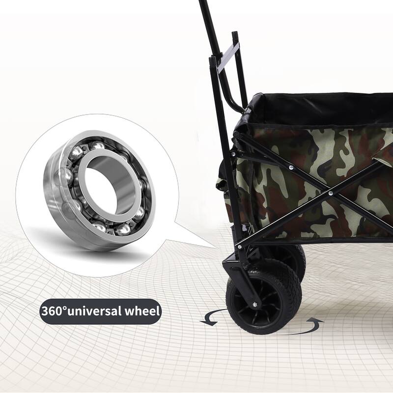 Outdoor Camping Kids Foldable Wagon,Portable Beach Trolley Cart with Removable Canopy