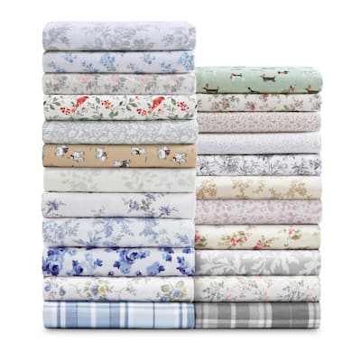 Laura Ashley Cotton Flannel Deep Pocket Sheet & Pillowcase Set
