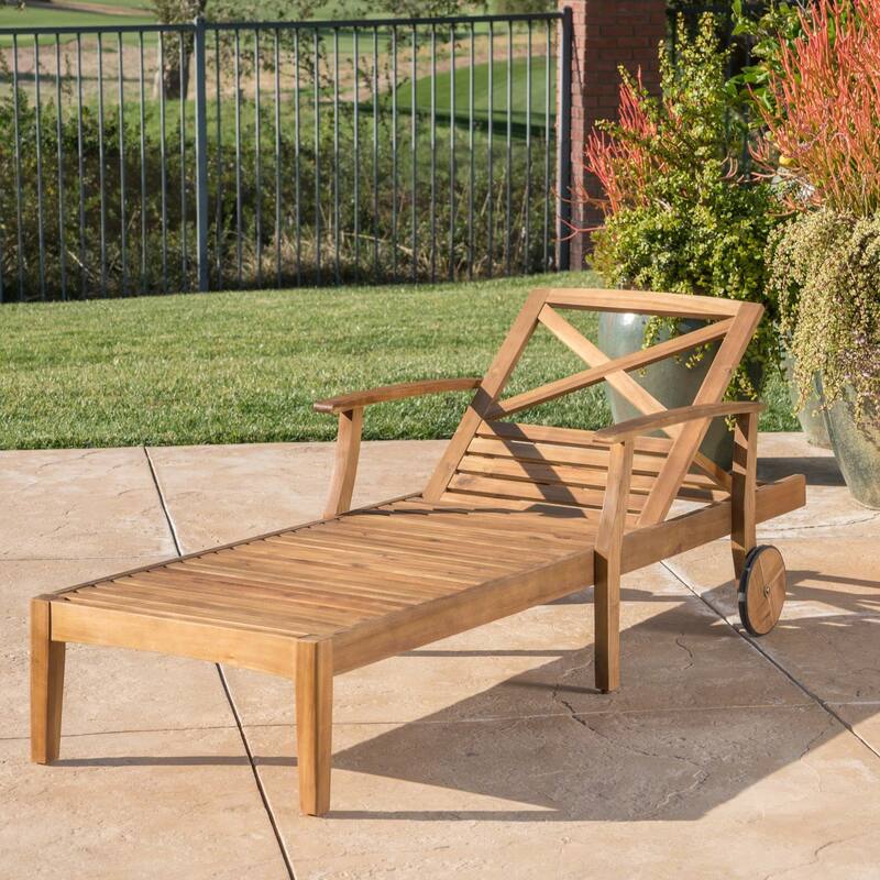 Perla Outdoor Acacia Wood Chaise Lounge by Christopher Knight Home