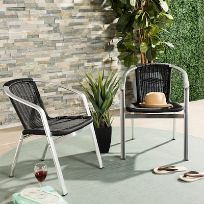 SAFAVIEH Wrangell Indoor-Outdoor White Stacking Armchair (Set of 2) - 22"W x 23"D x 28"H
