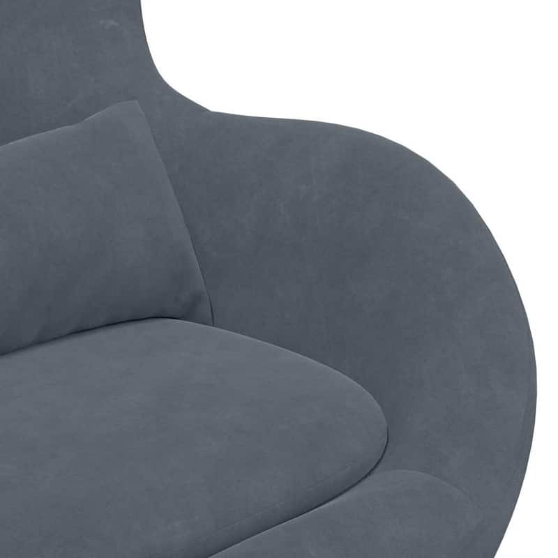 vidaXL Egg Chair Black/ Dark/Light Grey Velvet - 24.8 x 28.7 x 35.4