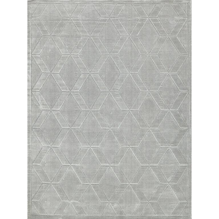 Exquisite Rugs Brunello Modern Handmade Handloomed Silky Nylon Light Silver Area Rug