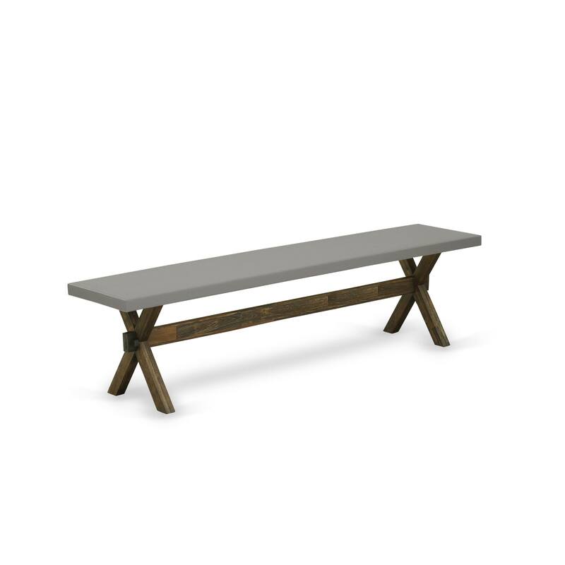 East West Furniture X-Style Modern Dining Bench with Wooden Seat, 72x15x18 Inch, Multi-Color (Finish Options)