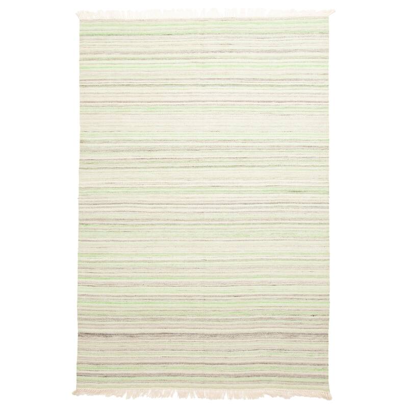 ECARPETGALLERY Flat-Weave Ankara FW Light Green, Light Green Wool Kilim - 5'2 x 7'9