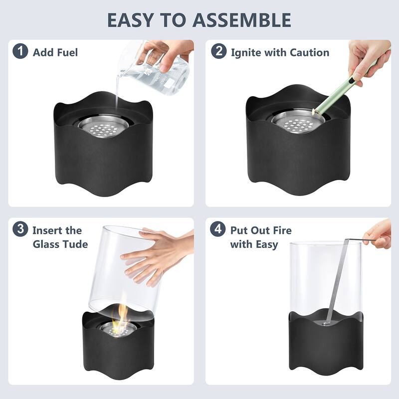 Portable Table Top Fire Pit Burner Heater Black