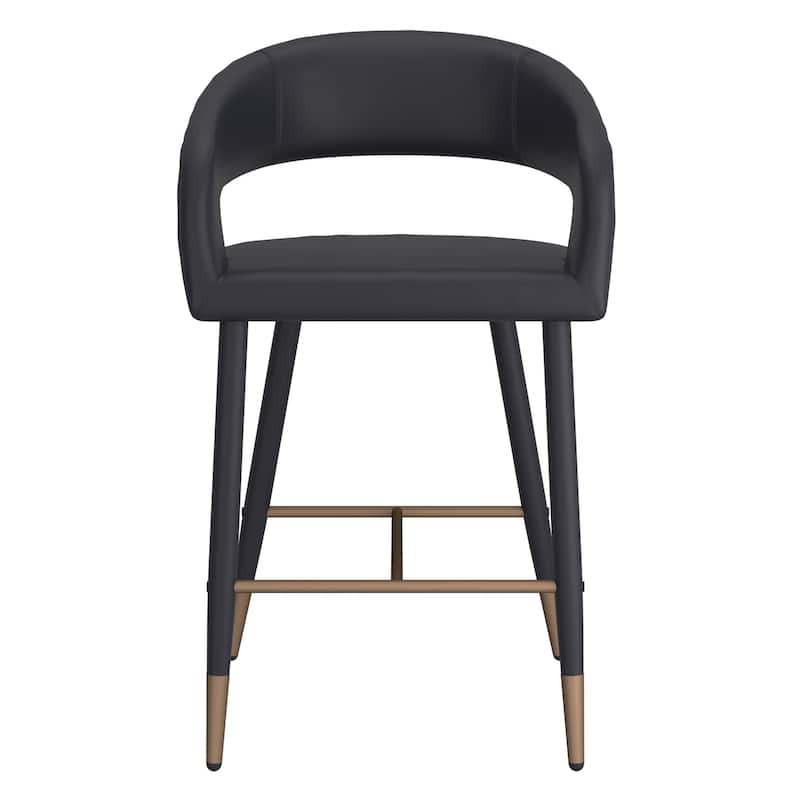 Modern Faux Leather and Metal 26" Counter Height Stool, Set of 2 - N/A