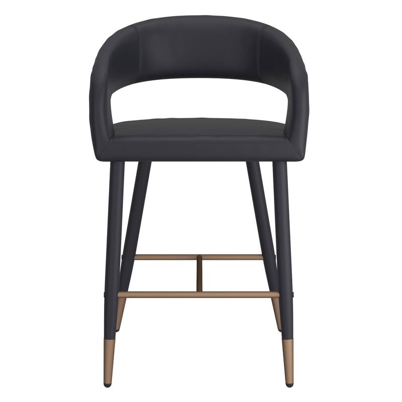 Modern Faux Leather and Metal 26" Counter Stool, Set of 4