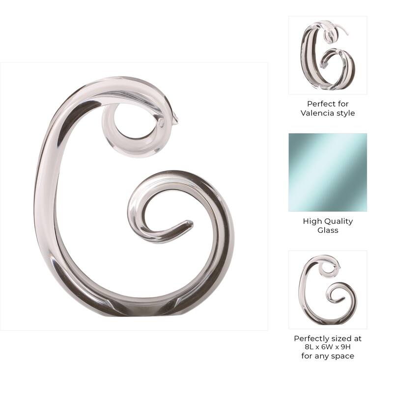 Glass Sculpture Abstract Spiral Accent Home Office - 9" Clear - 8" x 6" x 9"