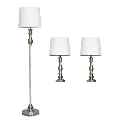 Copper Grove Ashburnam Brushed Steel Table and Floor Lamp (Set of 3)