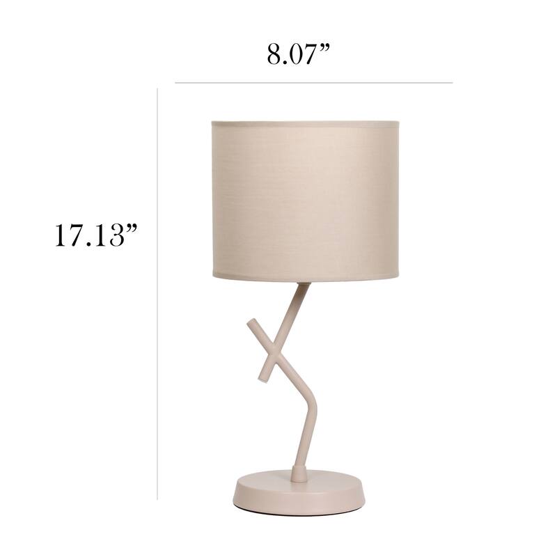 Abstract Angular Table Lamp with Drum Shade - 17" - Beige