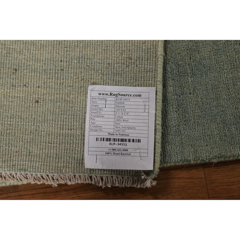 Gabbeh Modern Foyer Rug Hand-Knotted Solid Wool Carpet - 2'8"x 4'1"