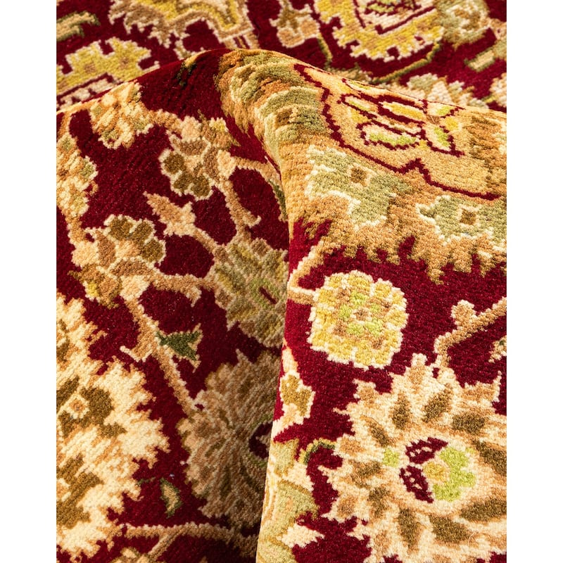 Overton Hand Knotted Wool Vintage Inspired Traditional Mogul Red Area Rug - 4' 9" x 7' 4"