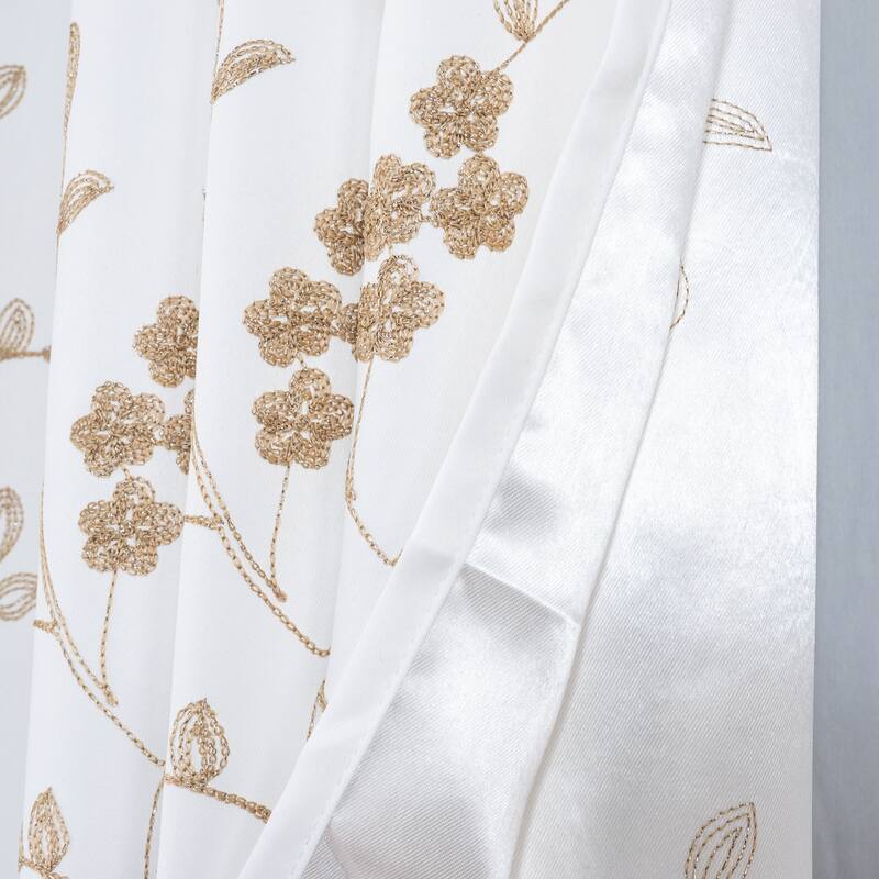 Lilian Embroidered Privacy Window Curtain Panel 84" or 95"