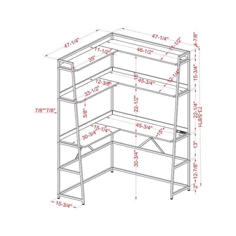 Easton Industrial 47-inch Steel Computer Desk with USBs by Furniture of America