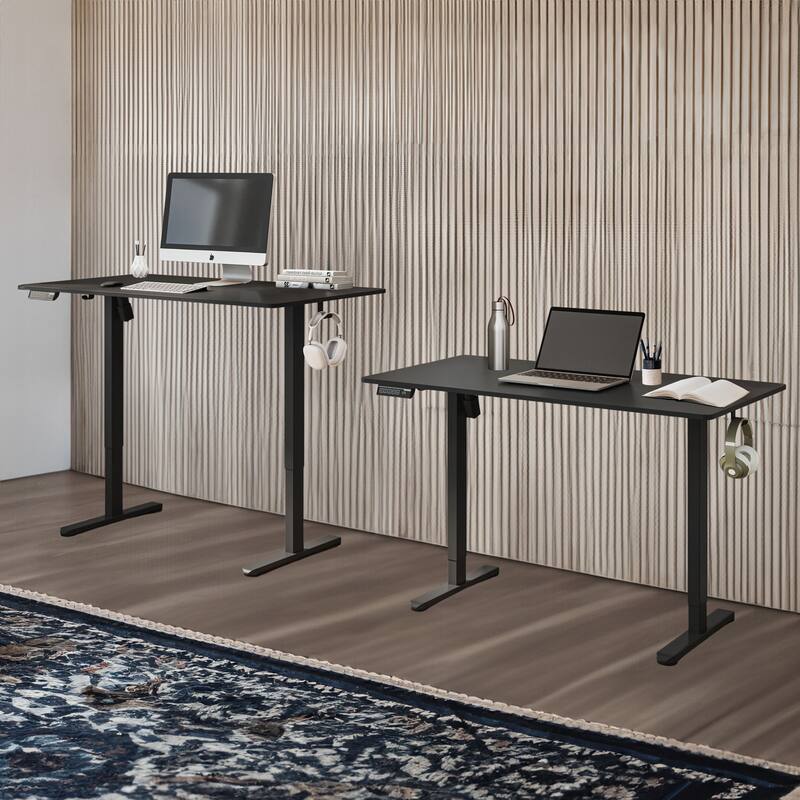Smart Electric Adjustable Height Standing Desk Modern Lift Design - Black 55"