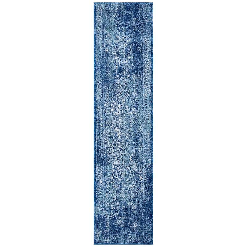 SAFAVIEH Evoke Pety Vintage Distressed Rug - 2'2" x 9' Runner - Navy/Ivory
