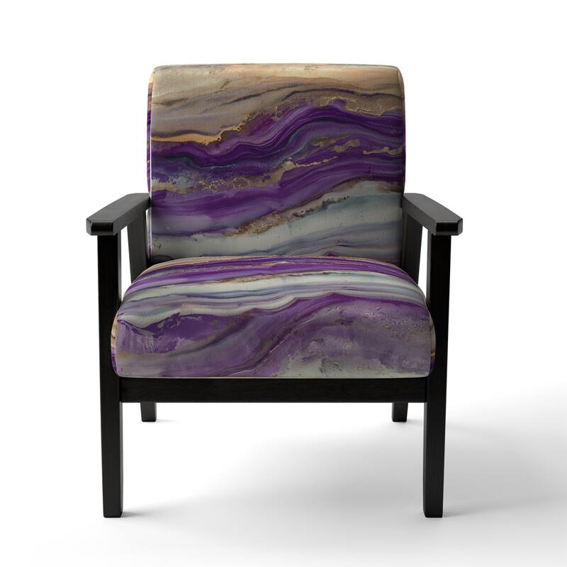 Designart "Coast Blue Sea Waves Watercolour" Upholstered Abstract Accent Chair - Modern Arm Chair For Bedroom