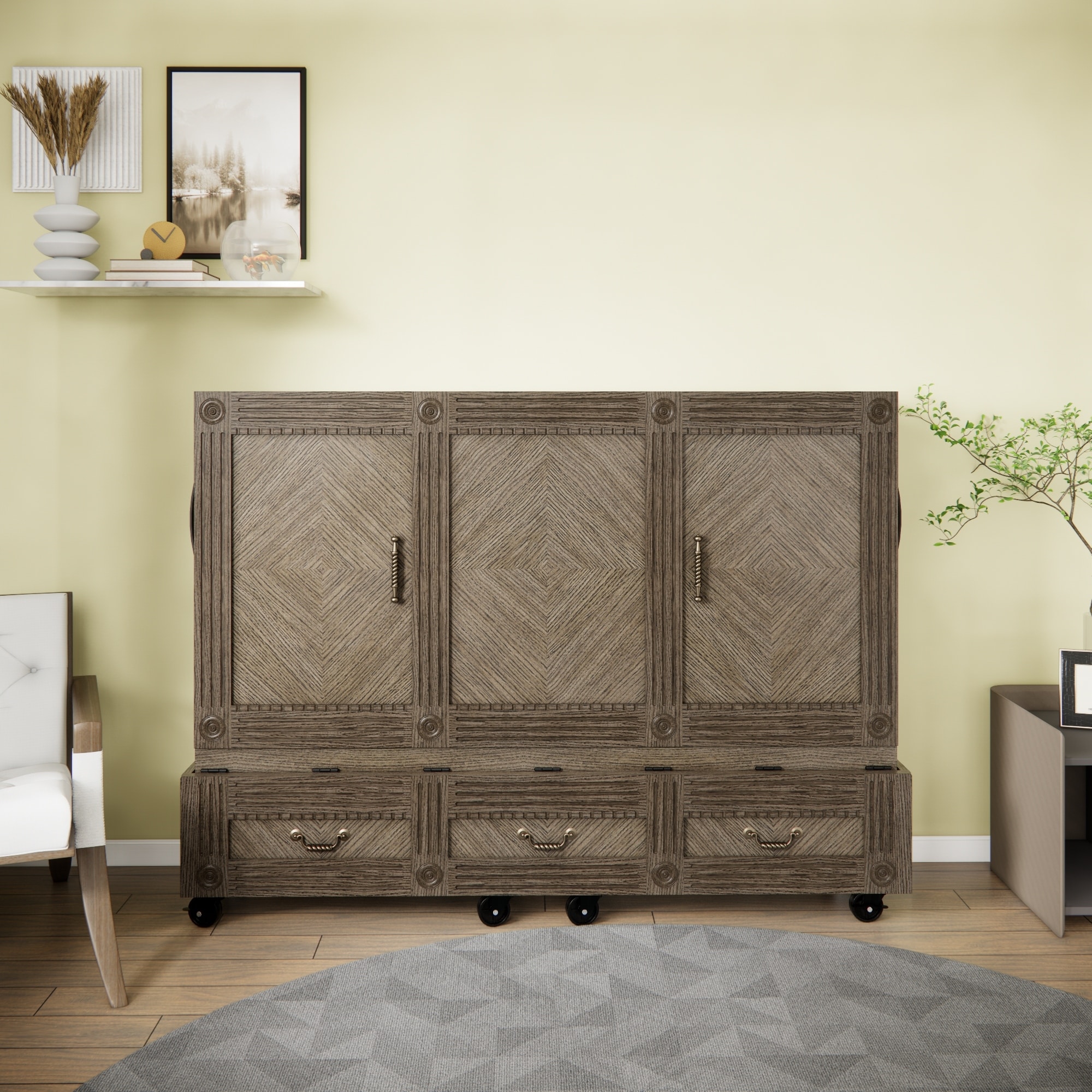 Imperial Queen Rolling Cabinet Bed with Mattress - Overstock