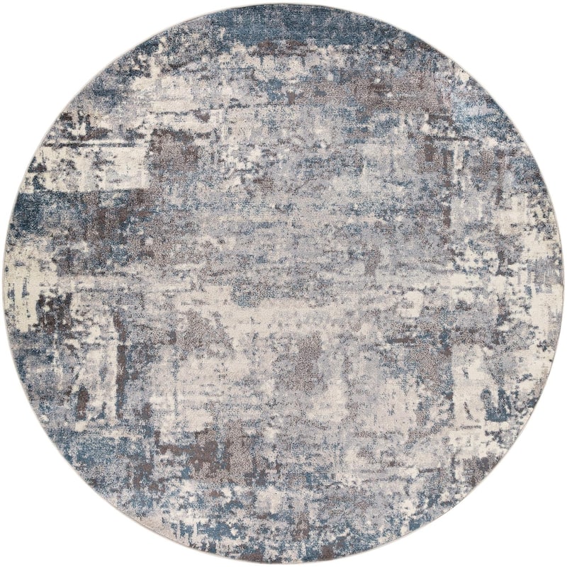 Livabliss Ankara Industrial Area Rug - 7'10" x 7'10" Round - Teal
