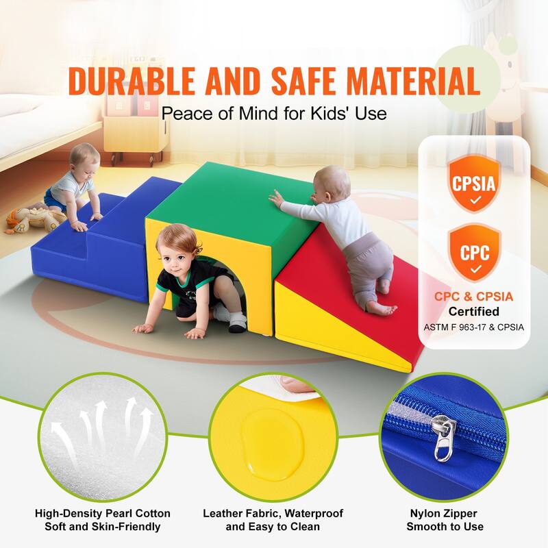 Single Tunnel Climber, Toddler Playset, Foam Climbing Blocks for Toddlers, Kids Tunnel Maze with Stairs and Ramp