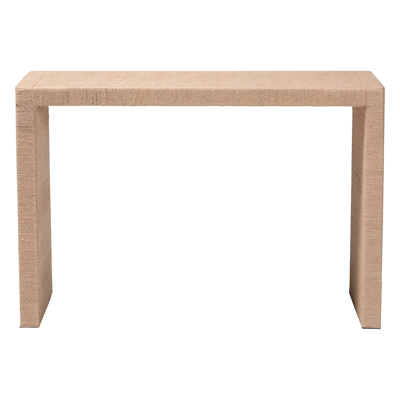 Colandra Modern Bohemian Natural Brown Jute and Wood Console Table