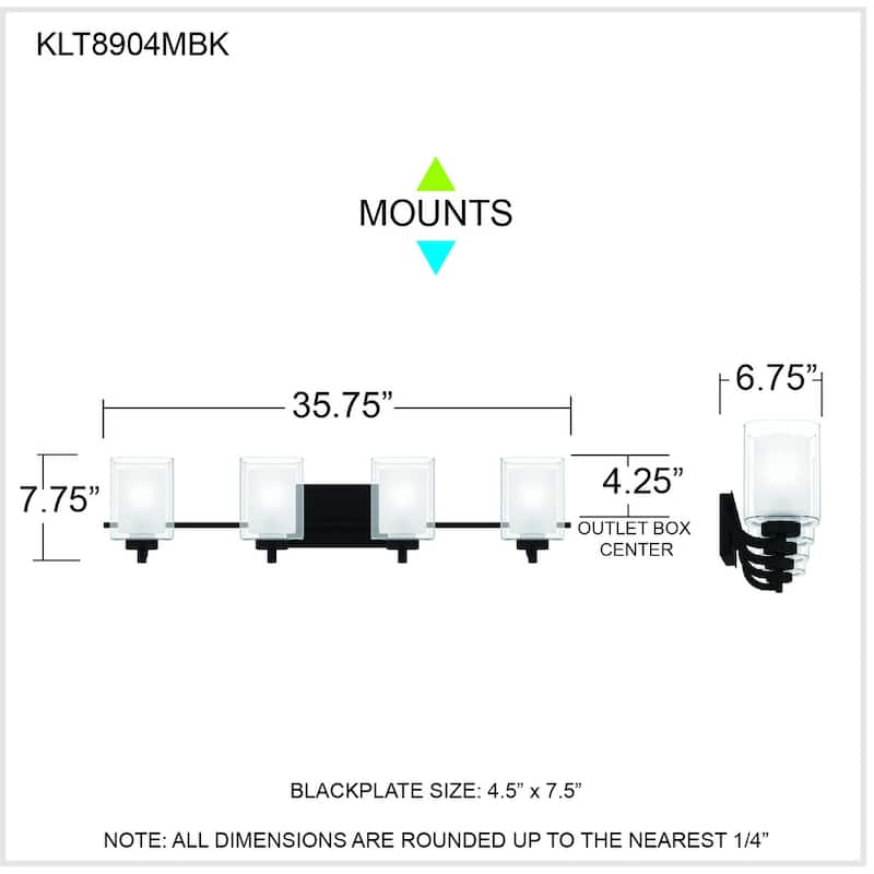 Kolt 4-Light Matte Black Vanity Light