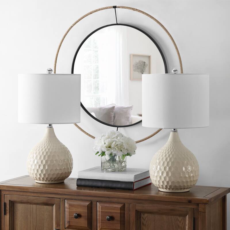SAFAVIEH Lighting Nalon 24-inch Ceramic LED Table Lamp (Set of 2) - 13" W x 13" L x 24" H