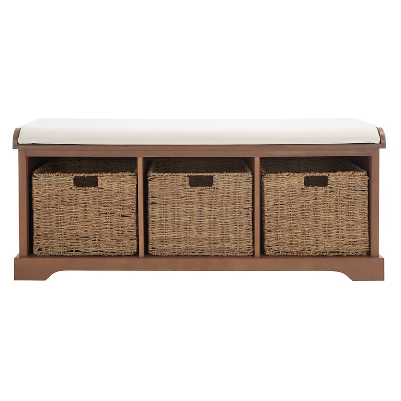SAFAVIEH Eola Grey/ White Storage Bench - 47" x 16.1" x 19.9" - 47Wx16Dx20H