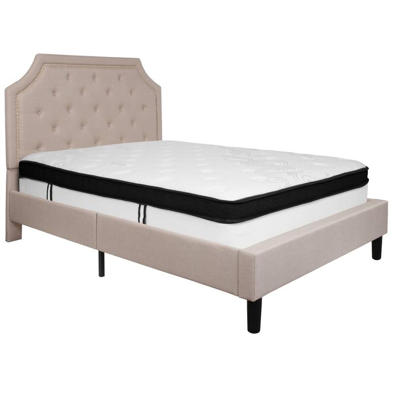 Arched Tufted Platform Bed and Memory Foam Pocket Spring Mattress