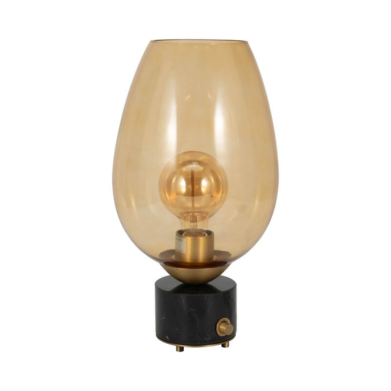 Sagebrook Home 16" Mikeno Glass And Marble Table Lamp, Gold, 16"H - 9" x 9" x 16"