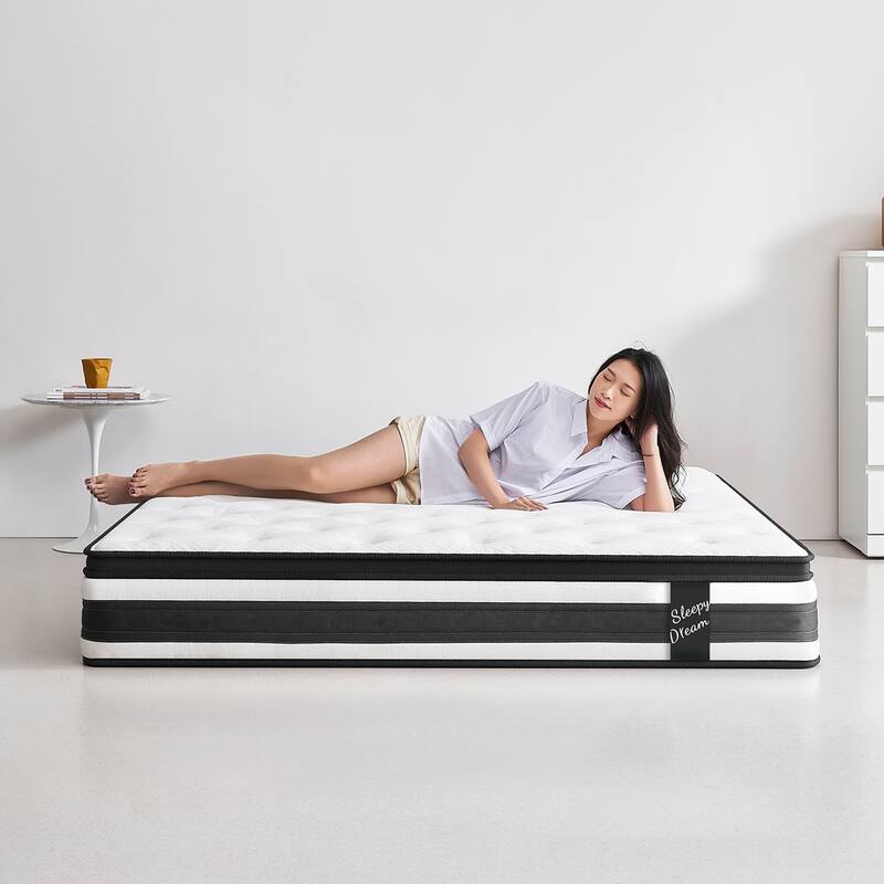 GDFStudio - Elowen 12 Inch Hybrid Memory Foam and Pocket-Spring Mattress with Euro-Top Comfort