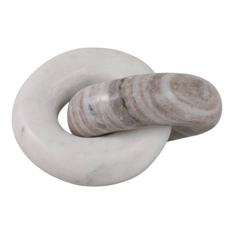 Stone Marble Decorative Object Intertwined Circular Design Handcrafted - 7" x 5" x 3"