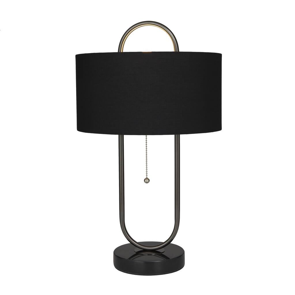 Metal Oval Shaped Room Accent Lamp with Marble Base - Black - Roche River Decor