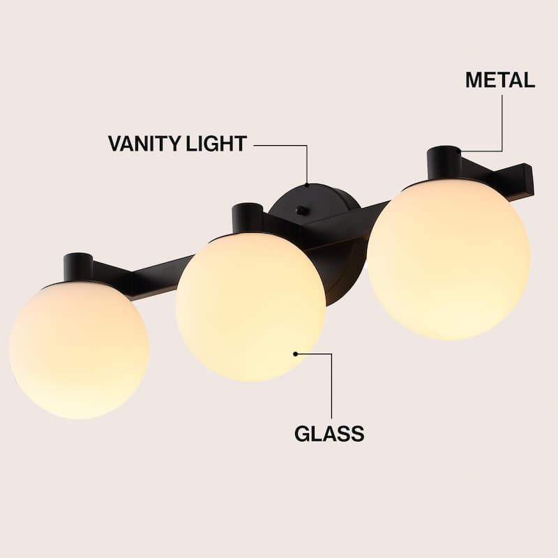 Cecil Globe Metal/Frosted Glass LED Vanity, by JONATHAN Y