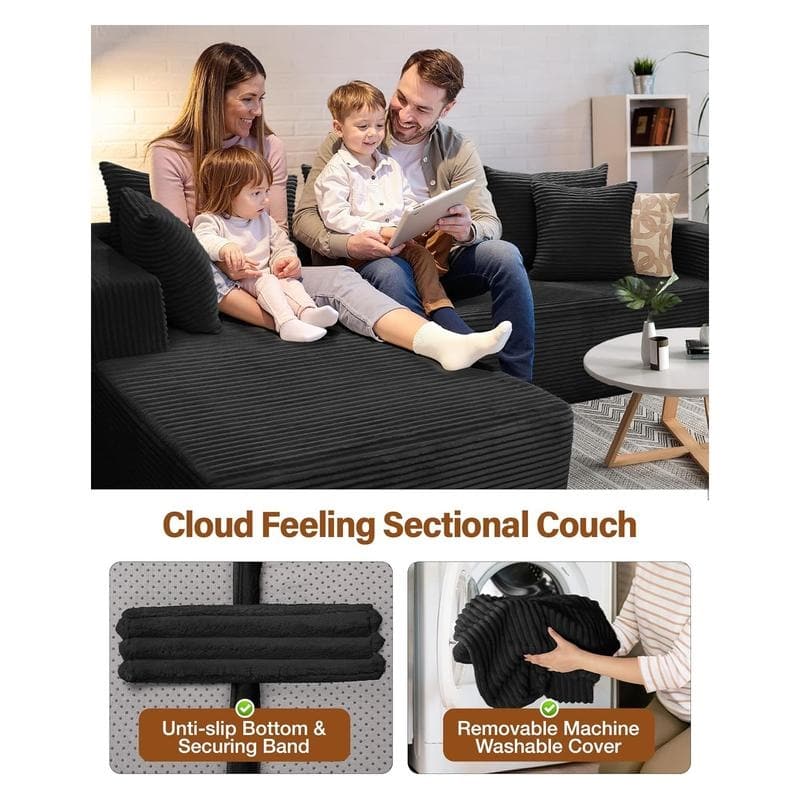 WINSOON 106" W Plush Modular Sectional Sofa with Pillows