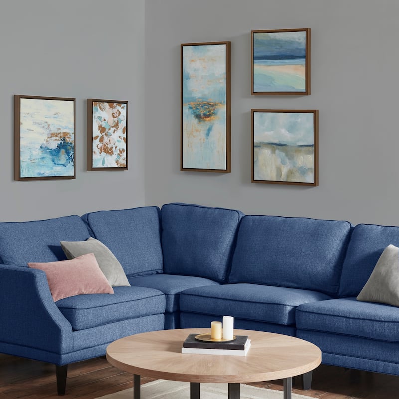 Madison Park Blue Horizon 5-piece Gallery Framed Canvas Wall Art Set