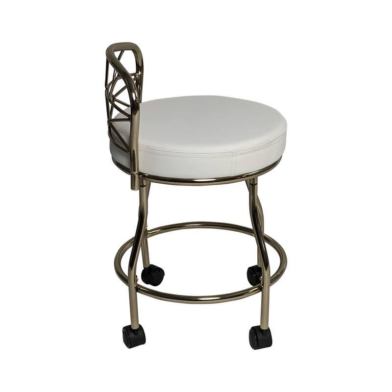 X-Back Vanity Stool with Casters - 27.5" - White and Gold