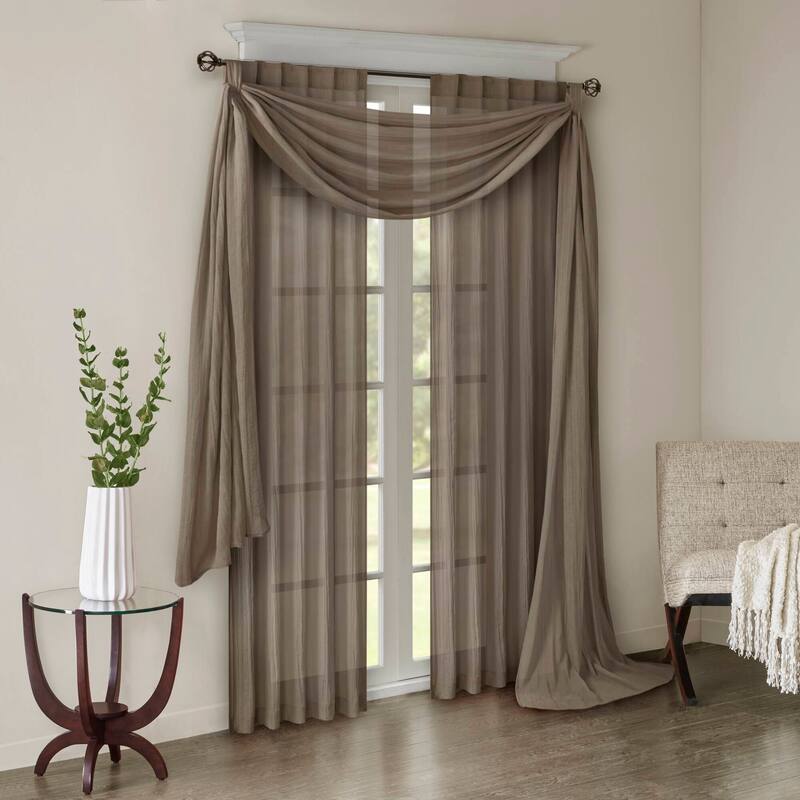 Madison Park Kaylee Solid Crushed Sheer Window Curtain Pair