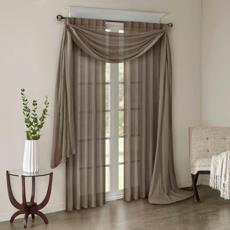 Madison Park Kaylee Solid Lightweight Crushed Sheer Curtain Scarf