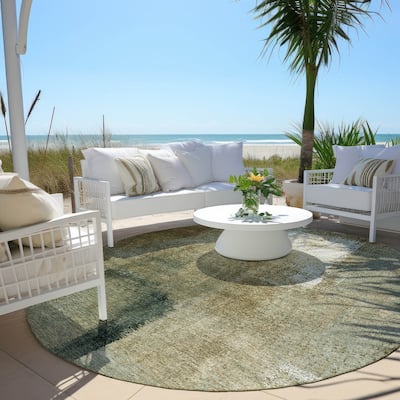 Machine Washable Indoor/ Outdoor Chantille Solid Ombre Rug