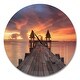 preview thumbnail 2 of 8, Designart 'Glowing Sky and Long Wooden Bridge' Oversized Coastal Wall CLock