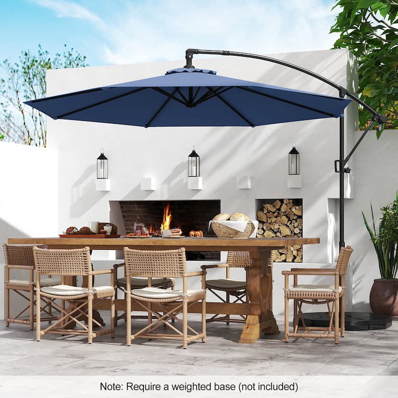 Gymax 10 FT Patio Offset Umbrella w/ X-shaped Base Infinite Tile &