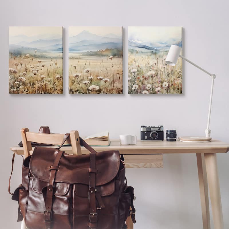Stupell In The Field Landscape 3 Piece Canvas Wall Art Set Design by Petals Prints Design